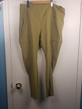 ATHLETA womens pants Headlands Hybrid Cargo Tight Tapestry gold green size 22